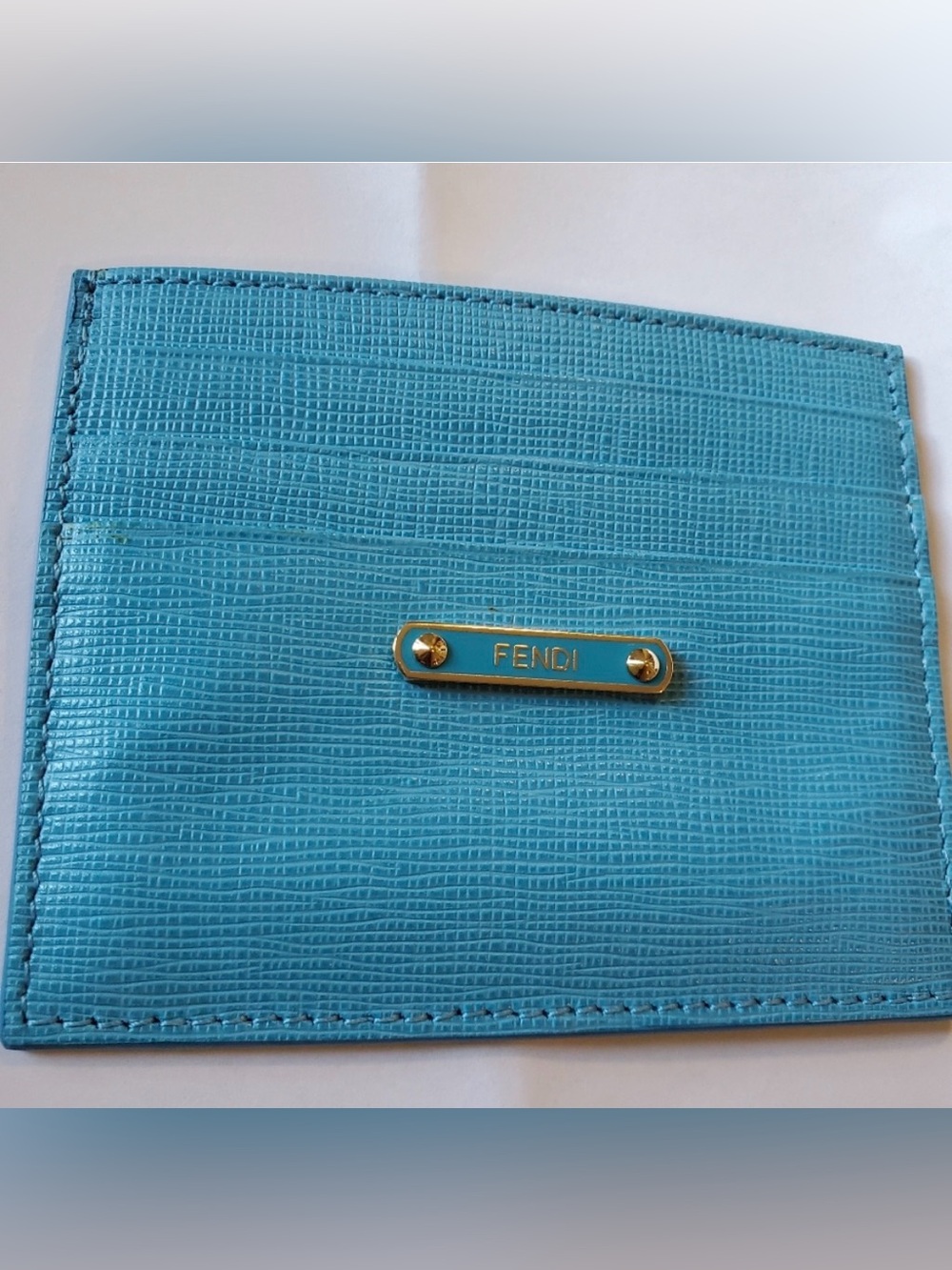 Fendi Bright Blue Leather Cardholder with Authentication